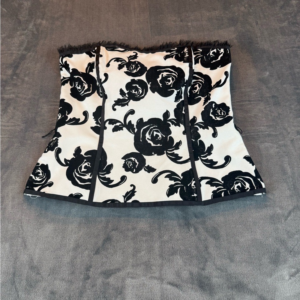 White House Black Market Women's Corset Size 6 Burnout Velvet Pattern